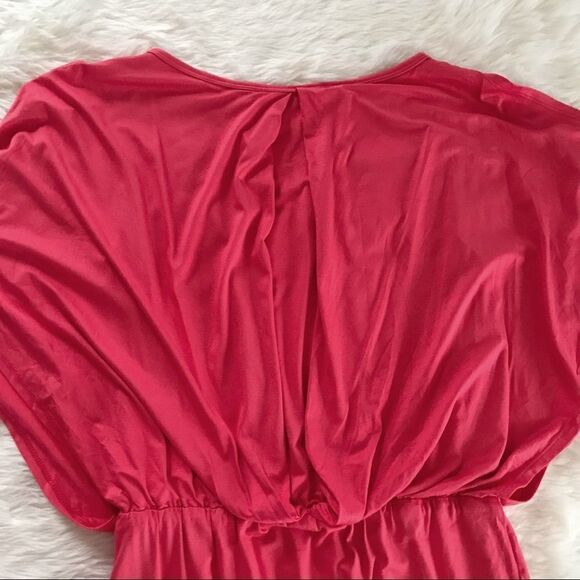 TRINA TURK Jersey Knit Sheath Dress Stretch Short Sleeve Blouson Coral Small New - Picture 9 of 16